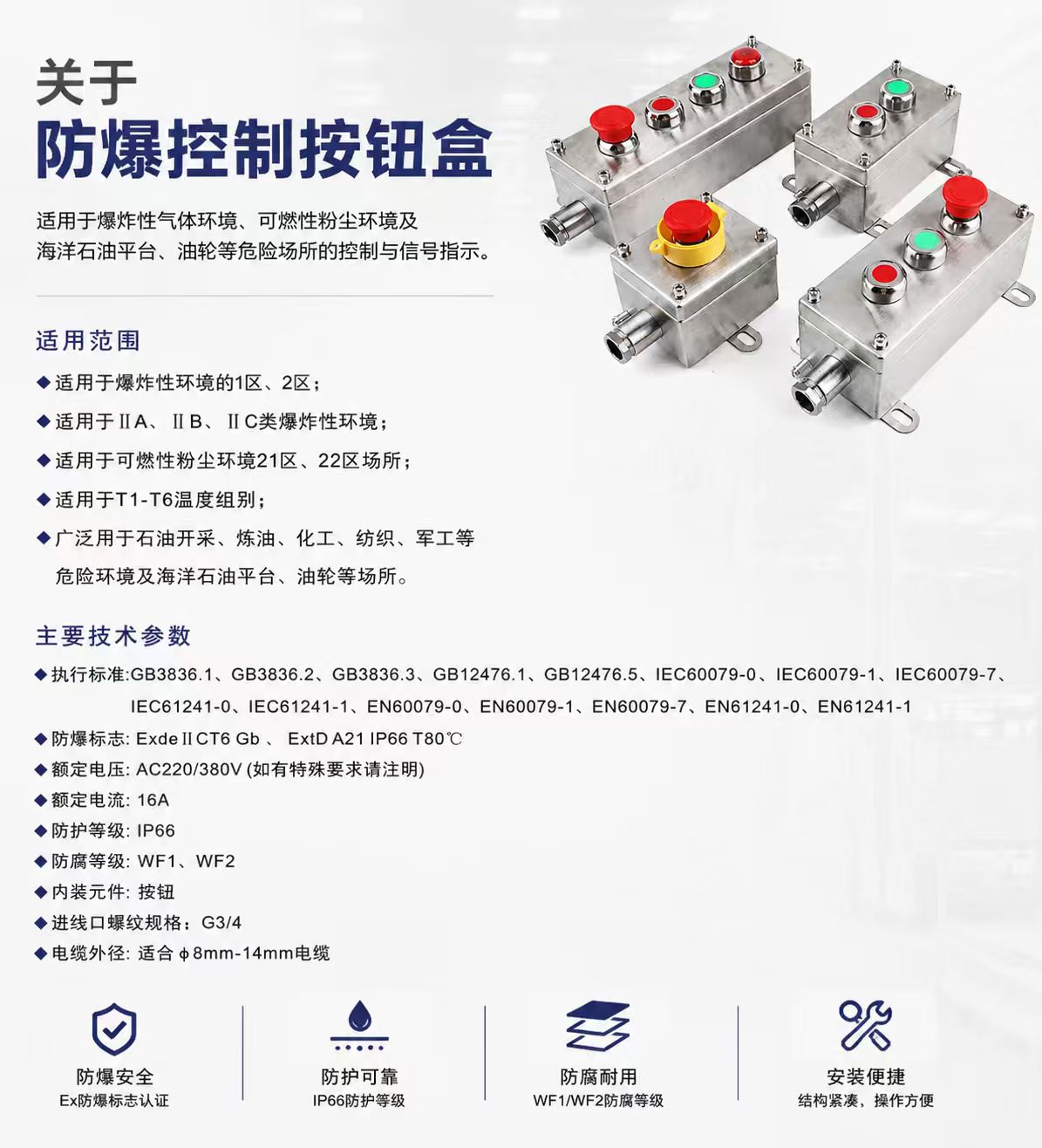 Stainless Steel Explosion-Proof Pushbutton Station detail 1