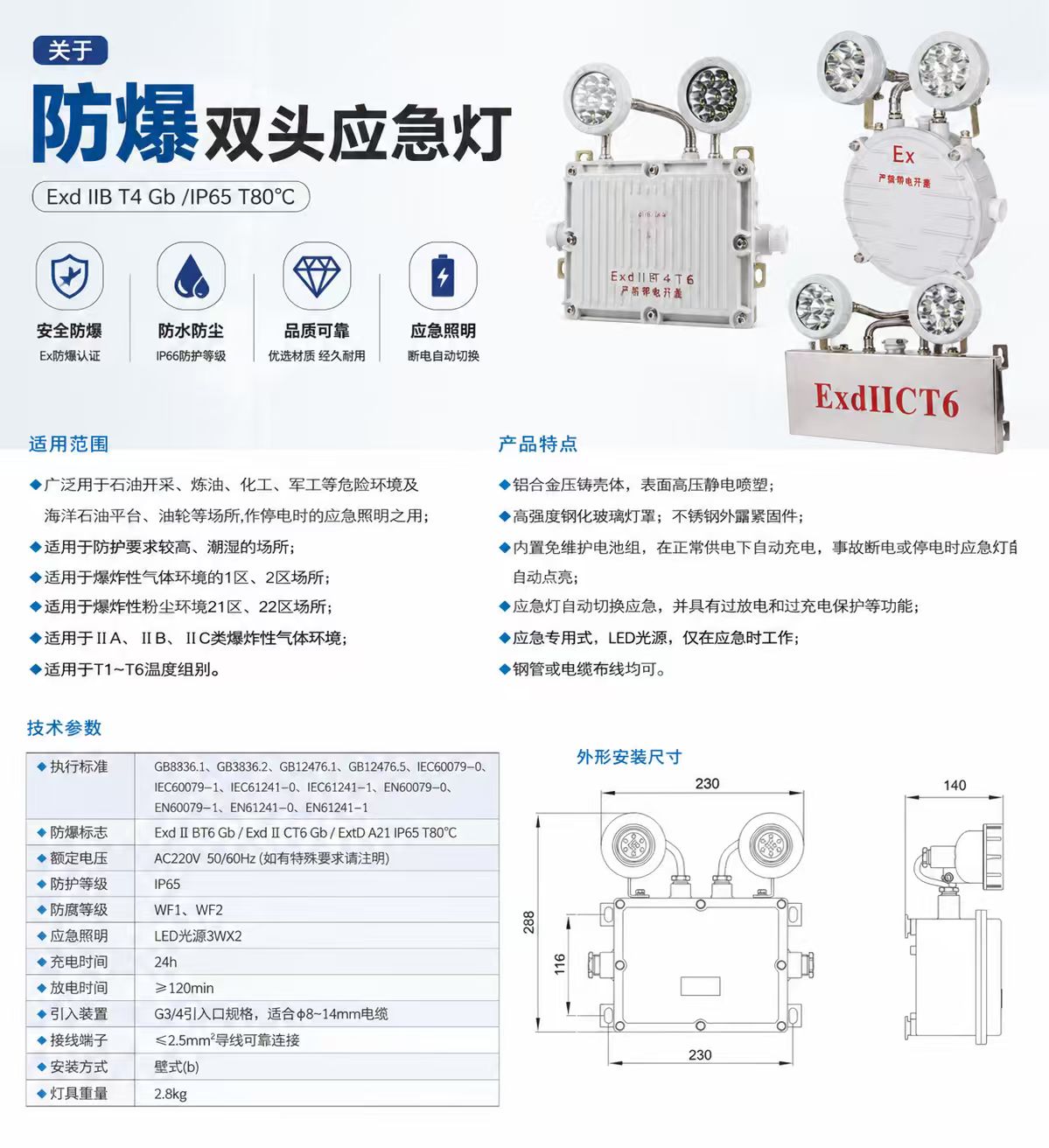 Twin-Head Explosion-Proof Emergency Light detail 1